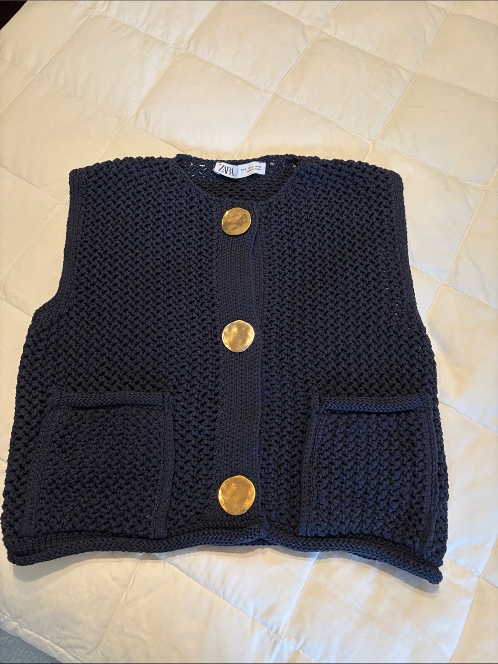 Zara navy loose knit sweater vest